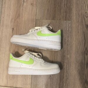 Nike Air Force 1 Women’s White and Neon Green